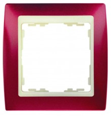 Simon 82 Рамка декоративная, 4 поста, S82, гранатовый металлик-слоновая кость  82744-37  Simon
