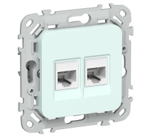 FLITE Розетка 2-ая RJ45/RJ11 кат.5Е/3 UTP РКТ5е/3-2-0-ФлХЛ холодный лед  FI-KT22-1-K94  IEK