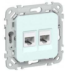 FLITE Розетка 2-ая RJ45/RJ11 кат.5Е/3 UTP РКТ5е/3-2-0-ФлХЛ холодный лед  FI-KT22-1-K94  IEK