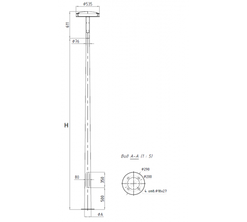 Осветительный комплекс KROON TOP 30W RW 840 RAL9005 POLE 3M SET (в комплекте ЗДФ)  4893000010  Световые Технологии