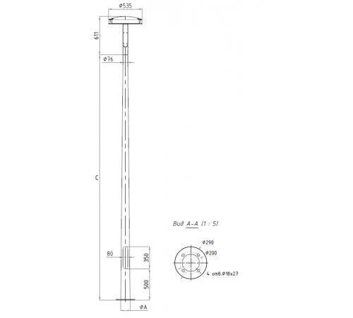 Осветительный комплекс KROON TOP 30W RW 840 RAL9005 POLE 3M SET (в комплекте ЗДФ)  4893000010  Световые Технологии