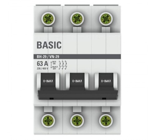Выключатель нагрузки модульный ВН-29 3P 63А EKF Basic  SL29-3-63-bas  EKF