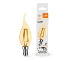 Лампа светодиодная   Basic Filament Свеча на ветру 3,8W 350lm 2400К Е14 golden LED 1/10/50  1047154  Gauss
