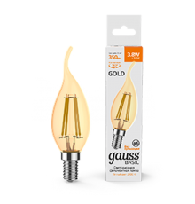Лампа светодиодная   Basic Filament Свеча на ветру 3,8W 350lm 2400К Е14 golden LED 1/10/50  1047154  Gauss
