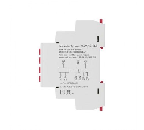Реле времени (2 регулир. порога времени 2 исп. конт.) RT-2C 12-240В EKF PROximart-2c-12-240EKF
