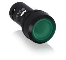 Кнопка с подсветкой CP1-13G-10 зеленая 220В AC/DC с плоской клавишей без фиксации 1НО  1SFA619100R1312  ABB