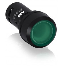 Кнопка с подсветкой CP1-13G-10 зеленая 220В AC/DC с плоской клавишей без фиксации 1НО  1SFA619100R1312  ABB