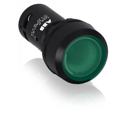 Кнопка с подсветкой CP1-13G-10 зеленая 220В AC/DC с плоской клавишей без фиксации 1НО  1SFA619100R1312  ABB