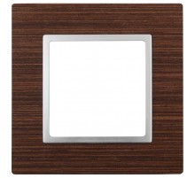 14-5301-10 ЭРА Рамка на 1 пост, дерево, Эра Elegance, венге+алюм  Б0034569  ЭРА