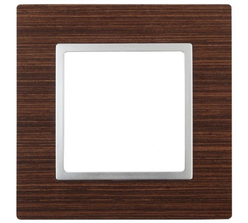 14-5301-10 ЭРА Рамка на 1 пост, дерево, Эра Elegance, венге+алюм  Б0034569  ЭРА