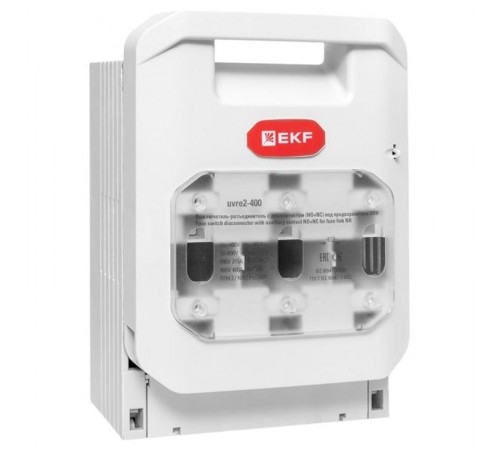 Выключатель-разъединитель УВРЭ v2 400А с дополнительным контактом (NO+NC) откидного типа под предохранители ППН (габ.2) uvre2-400EKF