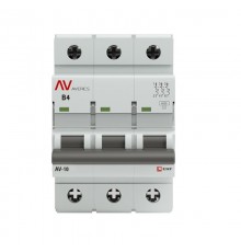 Выключатель автоматический трехполюсный AV-10 4А B 10кА AVERES  mcb10-3-04B-av  EKF