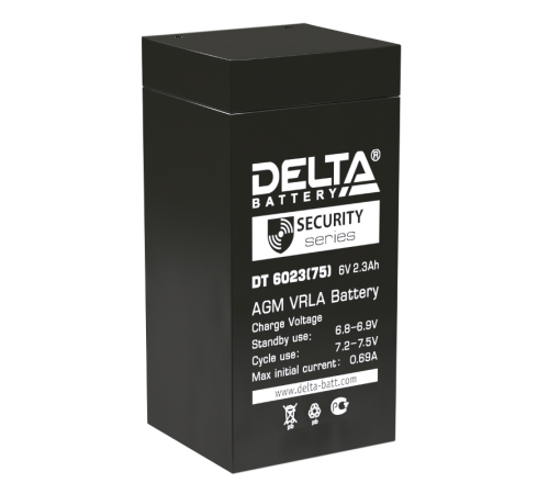 Аккумуляторная батарея ОПС серии DT 6023 (75)  6В/2,8Ач  DT 6023 (75)  DELTA