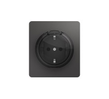 Розетка ROUND 1-ая с/з с/у, со шторками и крышкой 16А титан  KR-78-0702-2  Kranz