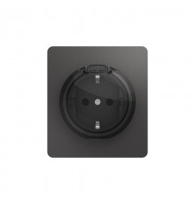 Розетка ROUND 1-ая с/з с/у, со шторками и крышкой 16А титан  KR-78-0702-2  Kranz