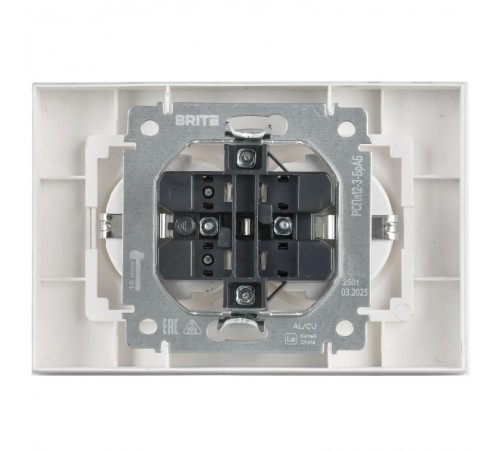 BRITE Розетка 2-местная с заземлением без защитных шторок плоская 16А в сборе РСПл12-3-БрАБ арктический белый   BR-R27-16-K91-F  IEK