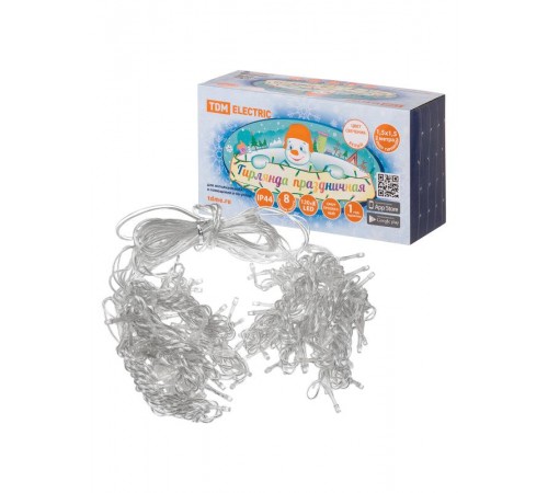 Гирлянда новогодняя "Занавес" 1,5х1,5 м, белый свет, 8 режимов, наружное использование, IP44,  SQ0361-0028  TDM ELECTRIC