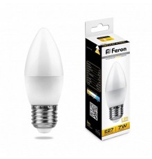 Лампа светодиодная LB-97 (7W) 230V E27 2700K свеча  25758  FERON