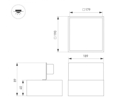 Светильник DL-GRIGLIATO-S190x190-24W Warm3000 (GR, 100 deg, 230) (ARL, IP40 Металл, 5 лет) 047681 Arlight