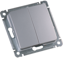 Выключатель скрытой установки, двухклавишный, механизм, цвет серебро  ВС10-451-06  HEGEL