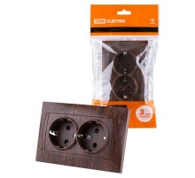 Розетка двойная 2П+З 16А 250В венге "Лама"  SQ1815-0425  TDM