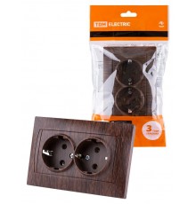 Розетка двойная 2П+З 16А 250В венге "Лама"  SQ1815-0425  TDM