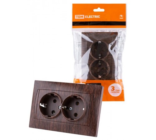 Розетка двойная 2П+З 16А 250В венге "Лама"  SQ1815-0425  TDM