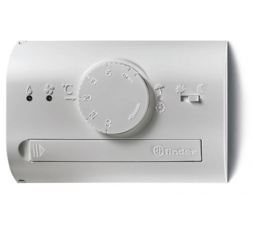 Комнатный термостат; питание 3В DС; 1СО 5А; монтаж на стену; поворотная ручка, переключатель ДЕНЬ/НОЧЬ; дисплей; цвет ч  1T4190032000PAS  Finder
