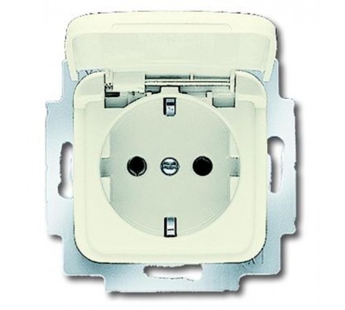 Розетка SCHUKO 16А 250В с крышкой, серия Busch-Duro 2000 SI, цвет слоновая кость  2018-0-1510   2CKA002018A1510  ABB
