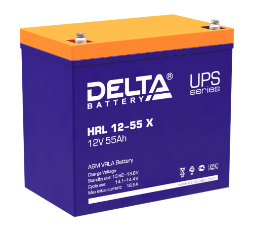 Аккумуляторная батарея проф.серии HRL 12-55 X 12В/55Ач  HRL 12-55 X  DELTA