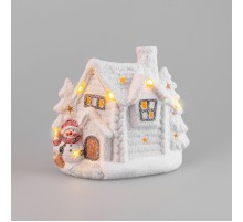Керамическая фигурка "Домик со снеговиком" 26.2х9.5х23.3 см  505-007  NEON-NIGHT
