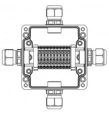 Взрывозащищенная клеммная коробка из полиэстера TBE-P-03-(10xCBC.4)-1xPACMP(A)-1xPACMP(B)-1xPACMP(C)-1xPACMP(D)1Ex e IIC Т5 Gb / Extb IIIC T95°C Db IP
