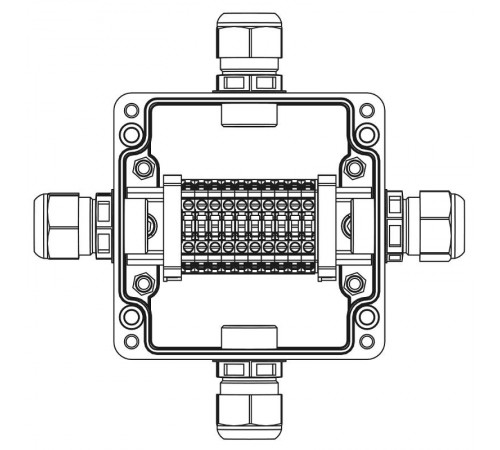 Взрывозащищенная клеммная коробка из полиэстера TBE-P-03-(10xCBC.4)-1xPACMP(A)-1xPACMP(B)-1xPACMP(C)-1xPACMP(D)1Ex e IIC Т5 Gb / Extb IIIC T95°C Db IP