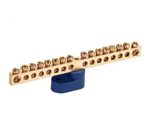 Шина "N" нулевая 6х9мм 20/1 (20 групп/крепеж по центру) с одним угловым изолятором (10 шт/уп)  PR08.28914  Промрукав