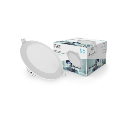 Светильник светодиодный встраиваемый круглый белый, 11W, 940 Lm LED 4100K  946411211  Gauss