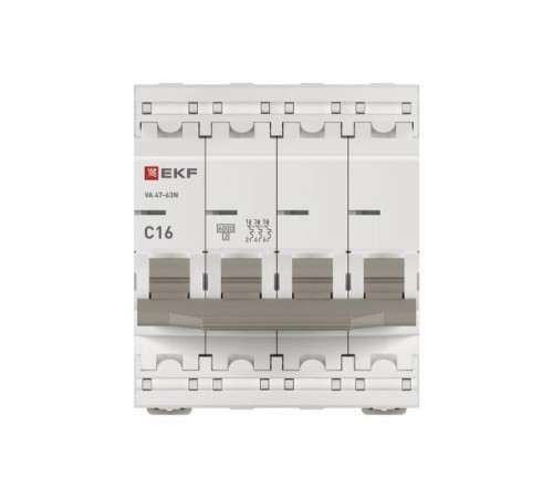 Выключатель автоматический четырёхполюсный 16А (C) 6кА ВА 47-63N PROxima M636416C  EKF