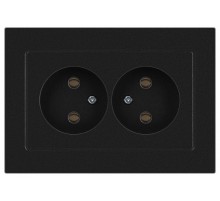 Розетка Intro Accent 6-204-05 2х2P, 16А-250В, IP20, СУ, AL/CU, антрацит  Б0063465  Intro