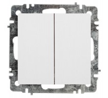 Переключатель Intro Accent 6-107-01 двойной, 10А-250В, IP20, СУ, AL/CU, белый   Б0063554  Intro