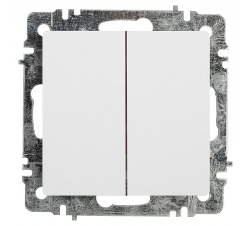 Переключатель Intro Accent 6-107-01 двойной, 10А-250В, IP20, СУ, AL/CU, белый   Б0063554  Intro