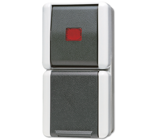 Комбинация - розетка и контрольный выключатель; для накладного монтажа IP44  876KOW  Jung