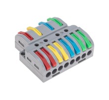 Клемма СМК 4х2 проходная разветвительная 4 полюса, с монтажной площадкой (1 ввод, 2 вывода на полюс) (20 шт/уп)  07-5247  REXANT