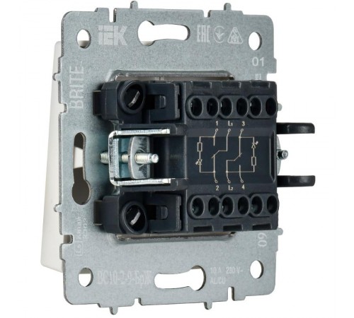 BRITE Выключ. 2-кл. с инд. отел. 10А ВС10-2-9-БрЖ жемч.  BR-V20-2-10-K36  IEK