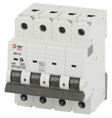 Автоматический выключатель PRO VA63-4P06D6 ВА47-63 4P 6А кривая D 6кА   Б0063239  ЭРА