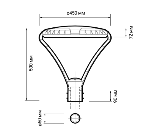 Светильник светодиодный садово-парковый венчающий  PGL 03 60w 3000K GR IP65  .5032170  JAZZWAY