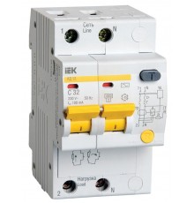 Выключатель автоматический дифференциального тока АД12 2п 32А C 100мА тип AC (3 мод)  MAD10-2-032-C-100  IEK