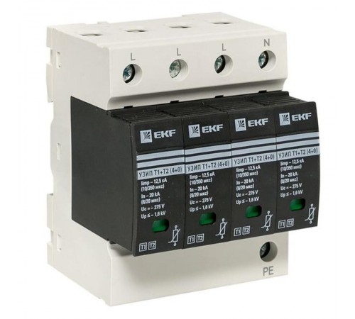 Устройство защиты от импульсных перенапряжений Т1+Т2; Iimp-12,5kA; In-20kA; Uc-275В; 4+0 EKF PROxima  OV12-4-504  EKF