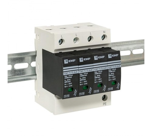 Устройство защиты от импульсных перенапряжений Т1+Т2; Iimp-12,5kA; In-20kA; Uc-275В; 4+0 EKF PROxima  OV12-4-504  EKF