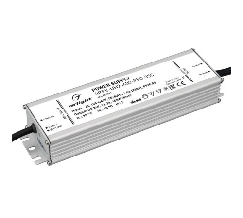 Блок питания ARPV-UH24400-PFC-55C (24V, 16.7A, 400W) (Arlight, IP67 Металл, 5 лет)  040977  Arlight