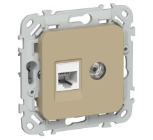 FLITE Розетка 2-ая RJ45/TV кат.5Е UTP РКТВ5е-2-0-ФлХ хаки  FI-AK22-1-K59  IEK