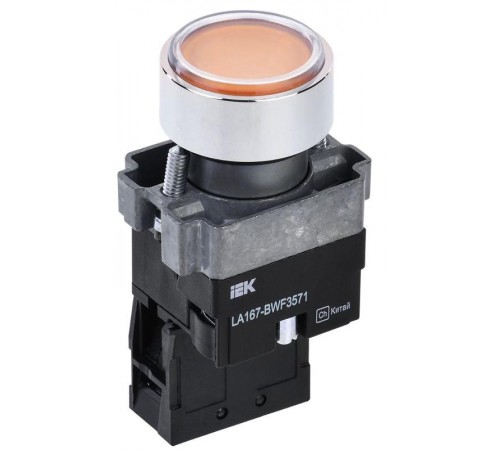 Кнопка LA167-BWF3571 d=22мм RC 1з с подсвет. желтая  BBT20-BWF3571-1-12-67-K05  IEK